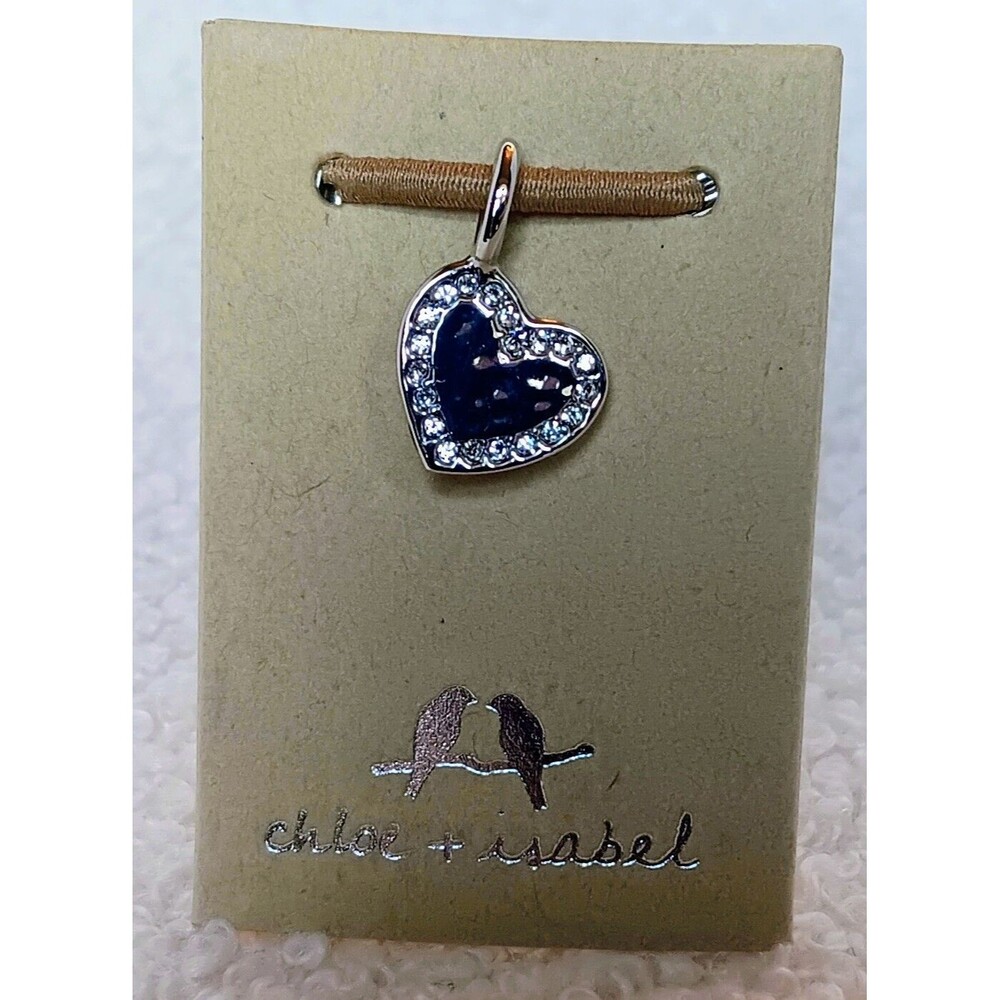 Chloe + Isabel Silvertone Rhinestone Heart Charm Pendant NWT & Dustbag C